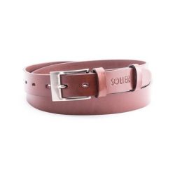 Skórzany elegancki pasek męski SOLIER SB10 ciemny brązowy 90 cm. Brązowe paski męskie Solier, bez wzorów, z materiału, eleganckie. Za 55.90 zł.