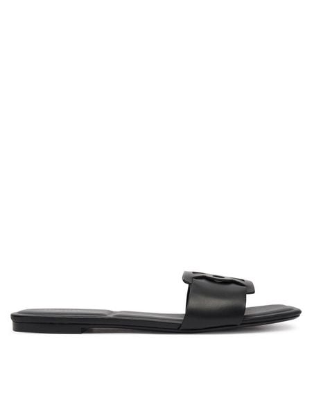 Calvin Klein Klapki Square Flat Sandal Emblem HW0HW03128 Czarny. Czarne klapki damskie CALVIN KLEIN, bez wzorów, ze skóry, bez obcasa. Za 409.99 zł.