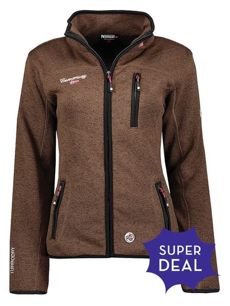 Geographical Norway Kurtka polarowa w kolorze brązowym rozmiar: L. Brązowe kurtki damskie Geographical Norway, l, bez wzorów, z polaru, bez kaptura. Za 143.56 zł.