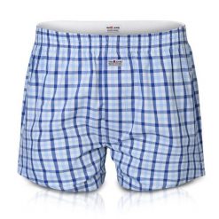 Męskie Bokserki Bawełniane - Pako Jeans - Biało-Niebieska Kratka. Białe bokserki męskie Pako Jeans, bez wzorów, z bawełny. Za 33.00 zł.