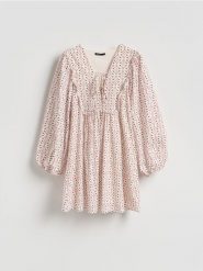 Bawełniana sukienka mini - wielobarwny. Sukienki damskie Reserved, l, bez wzorów, z bawełny, klasyczne, bez kołnierzyka, bez ramiączek, mini. Za 129.99 zł.