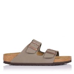 Klapki damskie Birkenstock Arizona Bfbc. Brązowe klapki damskie Birkenstock, bez wzorów, z materiału, bez obcasa. Za 494.00 zł.