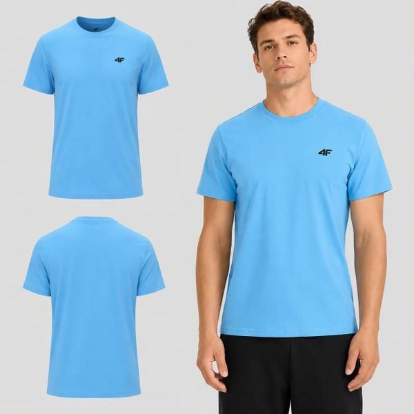 KOSZULKA MĘSKA 4F T-SHIRT BAWEŁNIANY SPORTOWY NA CO DZIEŃ M2669 SS26. Zielone t-shirty męskie 4f, m, bez wzorów, z bawełny, bez kołnierzyka. Za 38.90 zł.