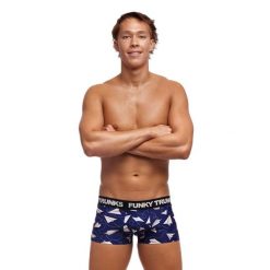 Bielizna męska bokserki spodenki bawełniane Funky Trunks Paper Plain. Niebieskia szorty sportowe męskie FUNKITA, m, z bawełny. Za 110.69 zł.