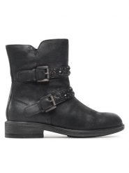Geox Botki D Catria F D26LQF 07743 C9999 Czarny. Czarne botki damskie Geox, ze skóry, bez obcasa, na płaskiej podeszwie, bez zapięcia. Za 589.99 zł.