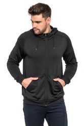Bluza sportowa IPPE czarna. Niebieskie bluzy sportowe męskie AVACORE, bez wzorów, z materiału, eleganckie, bez kołnierzyka, bez ramiączek. Za 139.00 zł.