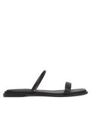 Calvin Klein Klapki Flat Sandal Squared 2-Bar Lth HW0HW02532 Czarny. Czarne klapki damskie CALVIN KLEIN, bez wzorów, ze skóry, bez obcasa. Za 439.99 zł.