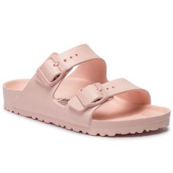 Klapki Birkenstock. Czerwone klapki damskie Birkenstock, bez wzorów, bez obcasa. Za 209.99 zł.