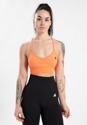 Olivia Bezszwowe Biustonosz sportowy - Peach. Brązowe biustonosze sportowe damskie GORILLA WEAR, bez wzorów, z materiału. Za 173.00 zł.