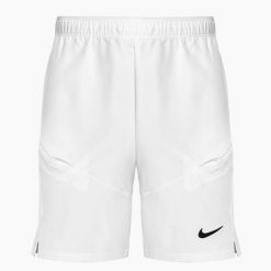Spodenki tenisowe męskie Nike Court Dri-Fit Advantage 9". Białe szorty męskie Nike, bez wzorów, sportowe. Za 249.99 zł.