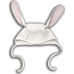 Czapka z uszami ROSE 56/62. Czerwone czapki dziecięce Nanaf Organic, bez wzorów. Za 32.99 zł.