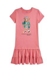 Polo Ralph Lauren Sukienka codzienna 313971130001 Różowy Regular Fit. Czerwone sukienki dziewczęce Polo Ralph Lauren, bez wzorów, z bawełny, bez ramiączek. Za 349.99 zł.