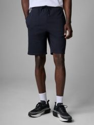 4F Spodenki dresowe męskie - granatowe L. Niebieskie szorty męskie 4f, bez wzorów, z dresówki. Za 79.99 zł.