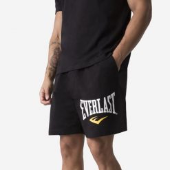 Spodenki fitness męskie Everlast. Czarne szorty męskie Everlast, l, z materiału, na fitness i siłownię. Za 89.99 zł.