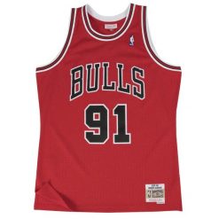 Koszulka NBA Chicago Bulls Dennis Rodman. Czarne t-shirty sportowe męskie Mitchell & Ness, m, z dzianiny, bez ramiączek, do koszykówki. Za 459.00 zł.