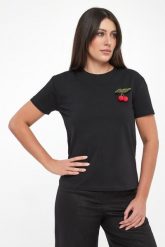 T-shirt damski z broszką TWINSET. T-shirty damskie Twinset Milano, xs, bez wzorów, bez kołnierzyka. Za 449.00 zł.