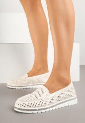 Beżowe Mokasyny ze Skóry Naturalnej Zdobione Cyrkoniami i Perforacją Florlimi. Brązowe mokasyny damskie Born2be, z jeansu. Za 169.99 zł.