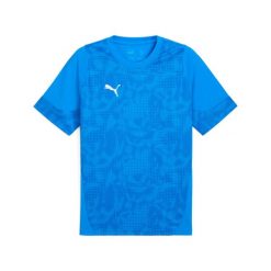 Koszulka Puma TeamCup. Niebieskie t-shirty sportowe męskie Puma, m, z materiału, bez ramiączek, do piłki nożnej. Za 170.15 zł.