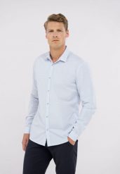 Koszula z wzorem, Slim Fit, K-NILTON. Niebieskie koszule męskie Volcano, l, bez wzorów, z bawełny, bez kołnierzyka, bez ramiączek. Za 139.99 zł.