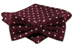 Modna Mucha Męska - Alties - Bordowa, Grochy. Czerwone krawaty i muchy męskie Alties, bez wzorów, eleganckie. Za 54.00 zł.