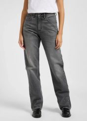 DAMSKIE SPODNIE LEE RIDER CLASSIC DUCK GREY 112363808. Szare spodnie materiałowe damskie Lee, bez wzorów, z jeansu. Za 219.99 zł.