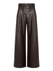 BOSS Spodnie z imitacji skóry Tiana4-M 50564757 Brązowy Regular Fit. Brązowe spodnie materiałowe damskie Boss, bez wzorów, ze skóry. Za 974.99 zł.
