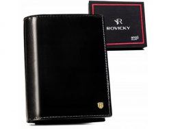Portfel skórzany Rovicky 22313-RVT czarny. Czarne portfele męskie ROVICKY, bez wzorów. Za 109.99 zł.
