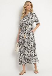 Czarna Sukienka z Wiskozy o Pudełkowym Kroju w Ornamentalny Wzór Ridisa. Czarne sukienki damskie Born2be, na co dzień, l, bez wzorów, z wiskozy, eleganckie, bez kołnierzyka, bez ramiączek, maxi, kopertowe. W wyprzedaży za 71.99 zł.