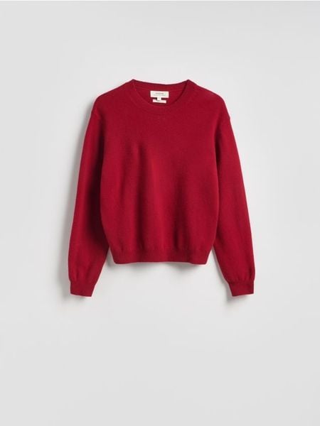 Wełniany sweter - czerwony. Czerwone swetry klasyczne damskie Reserved, l, z wełny, bez kołnierzyka. Za 199.99 zł.