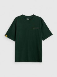 4F T-shirt loose z nadrukiem męski - zielony M. Zielone t-shirty męskie 4f, m, bez wzorów, z bawełny, bez kołnierzyka. Za 89.99 zł.