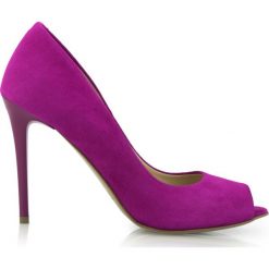 Czółenka peep toe fuxia. Czerwone czółenka damskie Arturo Vicci, bez wzorów, ze skóry, z otwartym noskiem, bez obcasa. Za 161.40 zł.