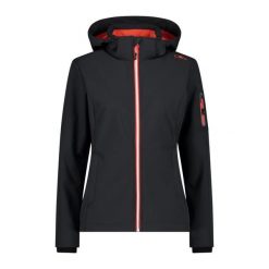 Kurtka damska turystyczna CMP 39A5006. Czarne kurtki damskie CMP, xl, bez wzorów, z softshellu, bez kaptura. W wyprzedaży za 224.99 zł.