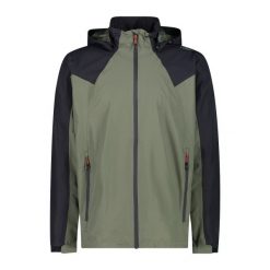 Wodoodporna kurtka z kapturem zapinanym na zamek błyskawiczny CMP. Zielone kurtki męskie CMP, l, bez wzorów, sportowe, z kapturem. Za 415.15 zł.