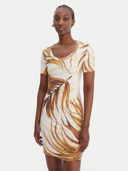 Just Cavalli Sukienka codzienna 80PAOE02 CJ112 Biały Slim Fit. Białe sukienki damskie Just Cavalli, na co dzień, xs, bez wzorów, z bawełny, bez kołnierzyka, bez ramiączek, proste. Za 566.99 zł.