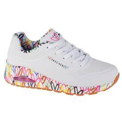 Tenisówki Skechers Model Uno - Loving Love Kolor Biały. Białe buty sportowe na co dzień damskie Skechers, bez wzorów, z materiału. Za 339.00 zł.
