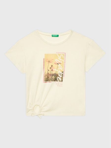 United Colors Of Benetton T-Shirt 3096C10B4 Écru Regular Fit. Koszulki dziewczęce United Colors Of Benetton, bez wzorów, z bawełny, bez ramiączek. Za 59.99 zł.