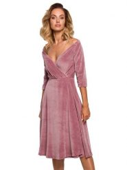 Made of emotion Sukienka w kolorze różowym rozmiar: XXL. Różowe sukienki damskie Made Of Emotion, xxl, bez wzorów, z bawełny, bez kołnierzyka, bez ramiączek, midi, rozkloszowane. Za 287.45 zł.