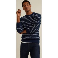 Mango Man - Sweter Jungle. Niebieskie swetry męskie Mango Man, l, bez wzorów, z bawełny, bez kołnierzyka. W wyprzedaży za 89.90 zł.