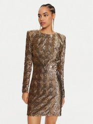 Elisabetta Franchi Sukienka koktajlowa AR-57J-47E2-V900 Złoty Regular Fit. Żółte sukienki damskie Elisabetta Franchi, bez wzorów, z syntetyku, wizytowe, bez kołnierzyka, bez ramiączek. Za 1,849.00 zł.