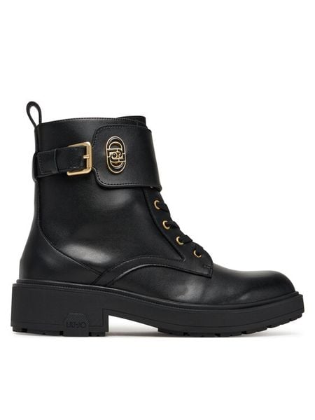 Liu Jo Trzewiki London 03 SF5029 P0102 Czarny. Czarne botki damskie Liu Jo, ze skóry, bez obcasa, na płaskiej podeszwie, bez zapięcia. Za 579.99 zł.