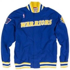 Kurtka Golden State Warriors nba authentic. Niebieskie kurtki męskie Mitchell & Ness, bez wzorów, sportowe, bez kaptura. Za 593.00 zł.