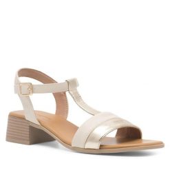 Sandały Clara Barson. Brązowe sandały damskie Clara Barson, bez wzorów, bez obcasa, na słupku. Za 89.99 zł.