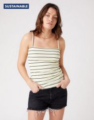 DAMSKI TOP WRANGLER SPAGHETTI STRAP WAX YELLOW W7R8DGX9B 112132108. Żółte topy damskie Wrangler, s, bez wzorów, bez kołnierzyka. Za 69.99 zł.