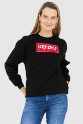 KENZO Czarna bluza damska z aplikacją z logo. Czarne bluzy bez kaptura damskie Kenzo, s. W wyprzedaży za 499.99 zł.