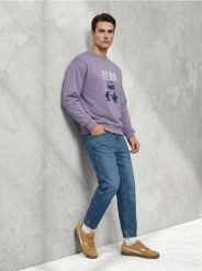 Bluza crewneck z nadrukiem comfort - fioletowy. Fioletowe bluzy bez kaptura męskie Sinsay, l. Za 39.99 zł.