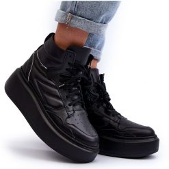 Zazoo 3392/X Damskie Skórzane Buty Sportowe Na Platformie Czarne. Czarne buty sportowe na co dzień damskie bez wzorów, ze skóry. Za 659.61 zł.