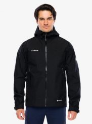 Kurtka z membraną Mammut Crater Light HS Hooded Jacket. Czarne kurtki męskie Mammut, l, bez wzorów, z gore-texu, bez kaptura. Za 1,579.99 zł.
