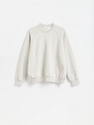Gładka bluza oversize - jasnoszary. Szare bluzy bez kaptura męskie Reserved, l, z bawełny. Za 119.99 zł.