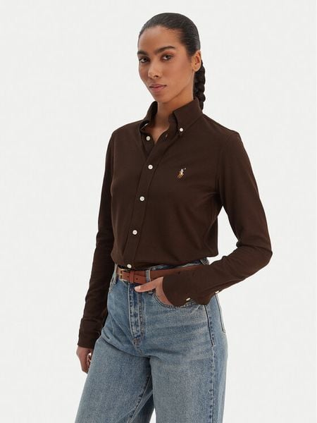 Polo Ralph Lauren Koszula 211924258501 Brązowy Slim Fit. Brązowe koszule damskie Polo Ralph Lauren, s, bez wzorów, z bawełny, bez kołnierzyka, bez ramiączek. Za 729.99 zł.