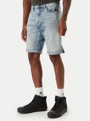 G-Star Raw Szorty jeansowe Mosa D24430-E205 Niebieski Straight Fit. Niebieskie szorty męskie G-Star Raw, z bawełny, bez kołnierzyka. Za 311.99 zł.